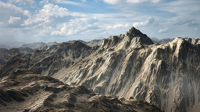 Desert Mountain with Summer and Winter Textures Low-poly 3D model
