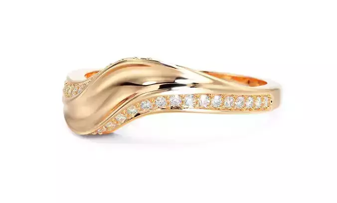 curved gold ring with diamonds