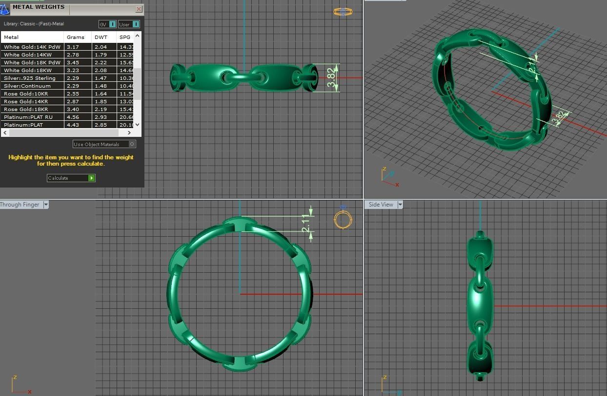 gold chain ring  3D print model_18