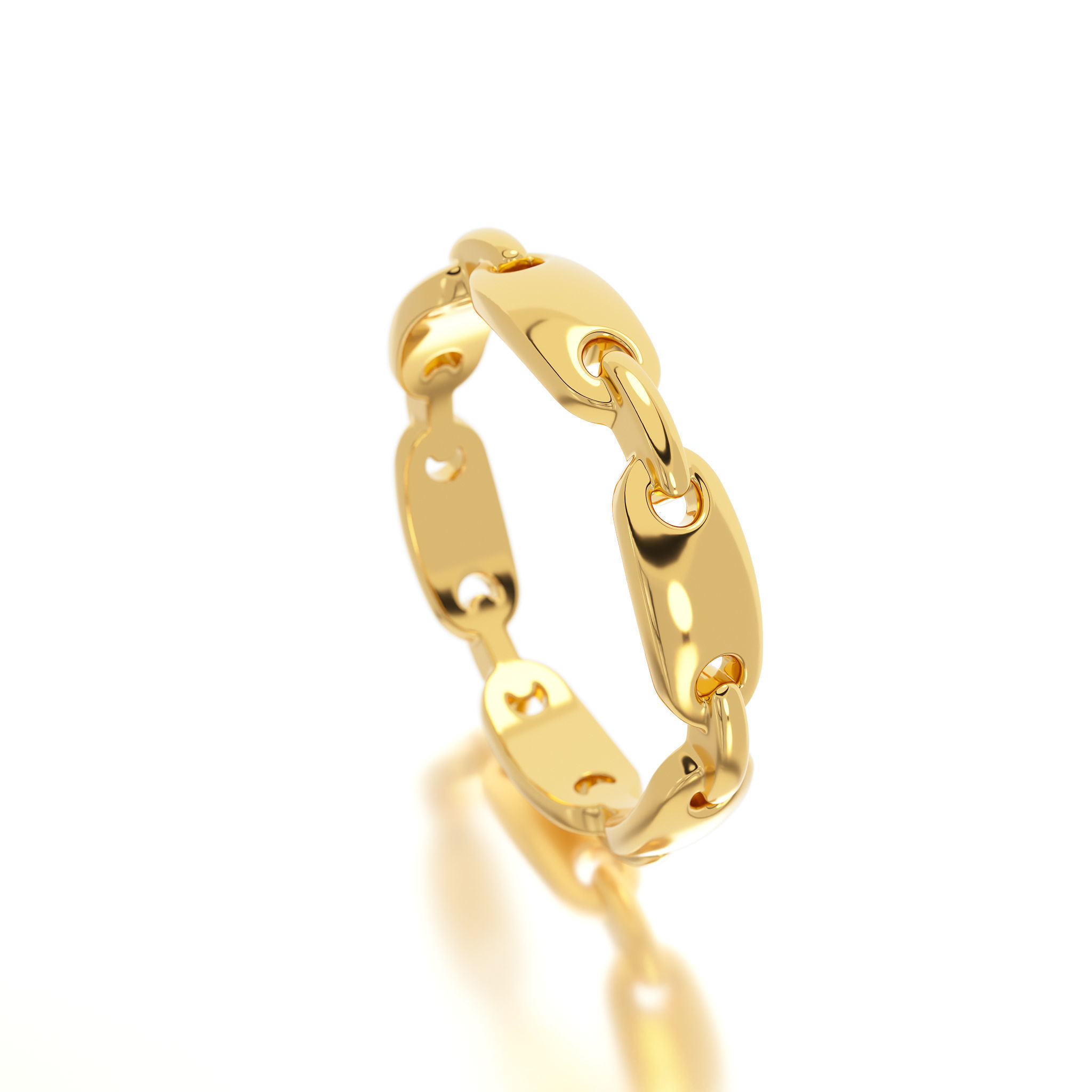 gold chain ring  3D print model_11