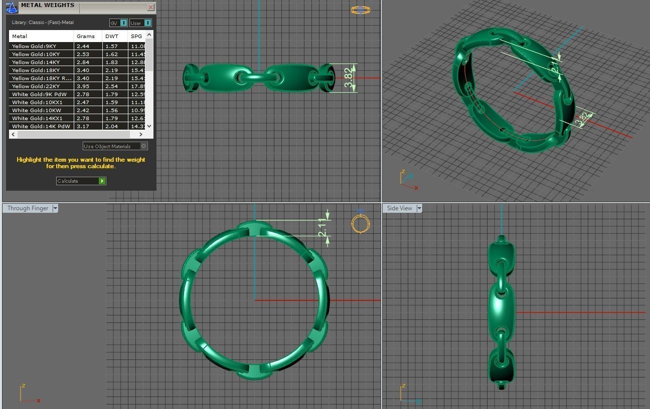 gold chain ring  3D print model_17