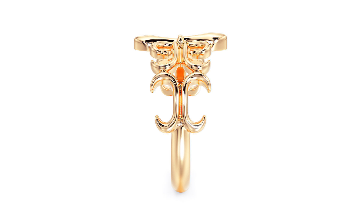 golthic gold ring  3D print model_5