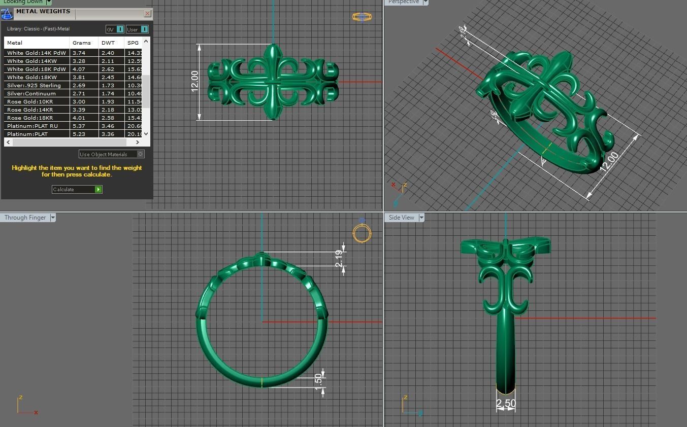 golthic gold ring  3D print model_3