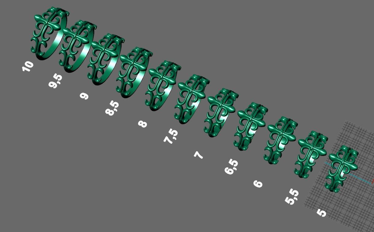 golthic gold ring  3D print model_1