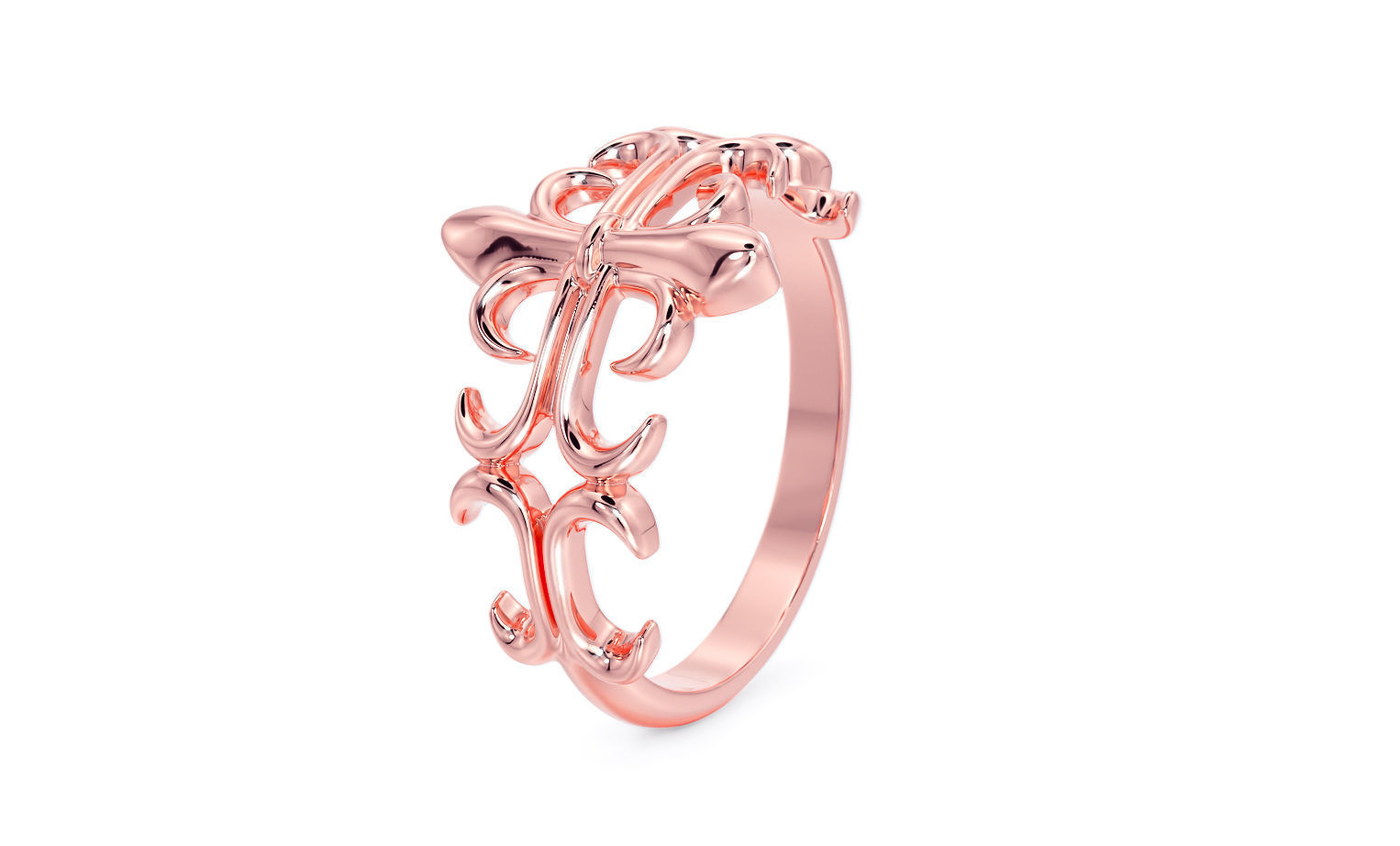 golthic gold ring  3D print model_15