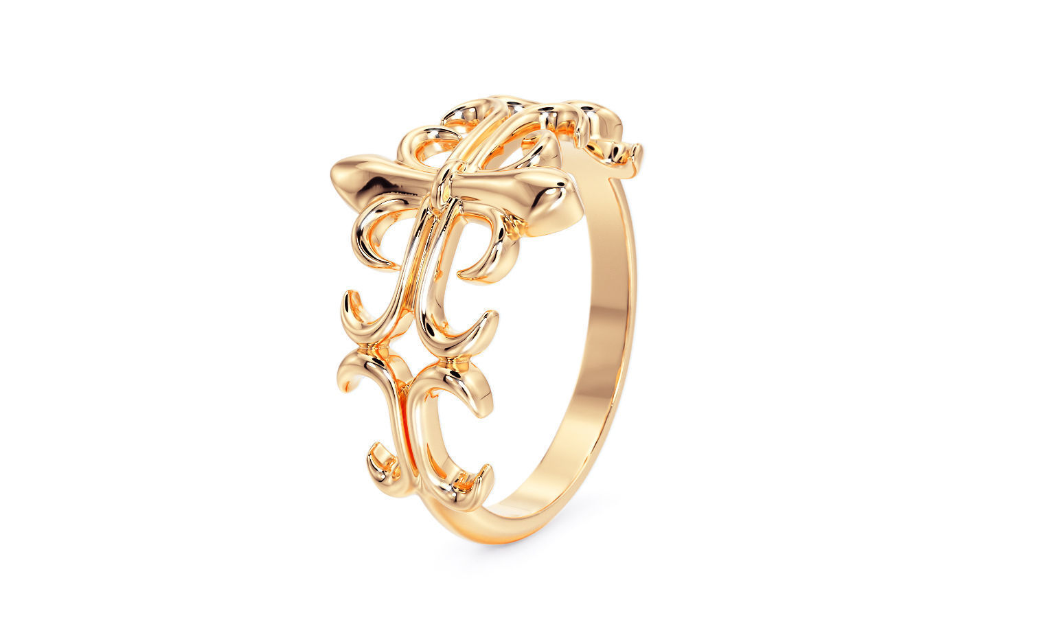 golthic gold ring  3D print model_6