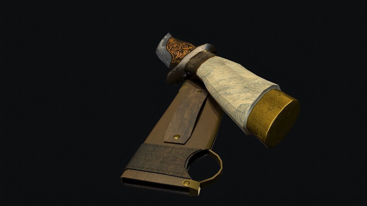 Engraved Knife  Low-poly 3D model_6