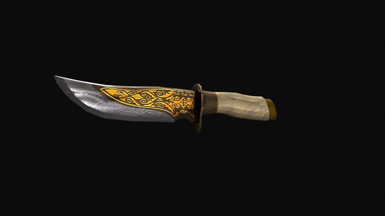 Engraved Knife  Low-poly 3D model_13