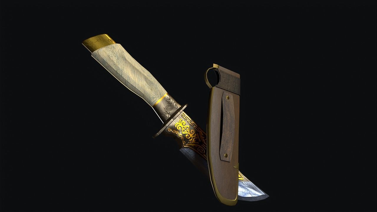 Engraved Knife  Low-poly 3D model_4