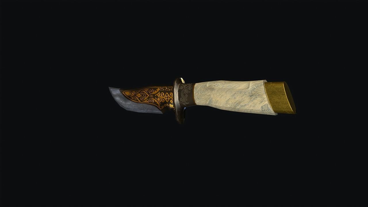 Engraved Knife  Low-poly 3D model_12