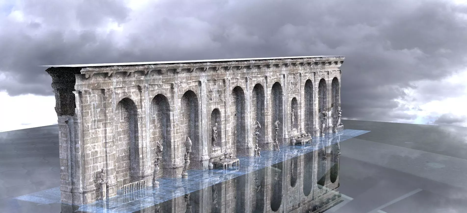 Mansion house Horror Hallway wall 3D model