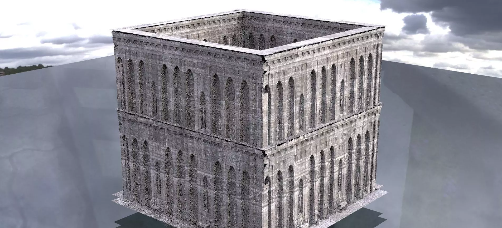 Mansion house Horror Hallway wall 2 layers 3D model_0