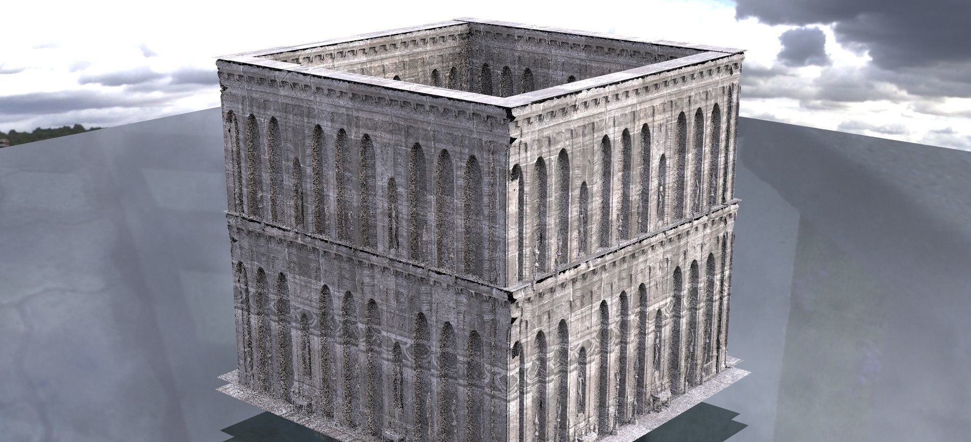 Mansion house Horror Hallway wall 2 layers 3D model_1