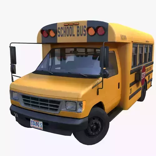 American school mid bus Low-poly 3D model