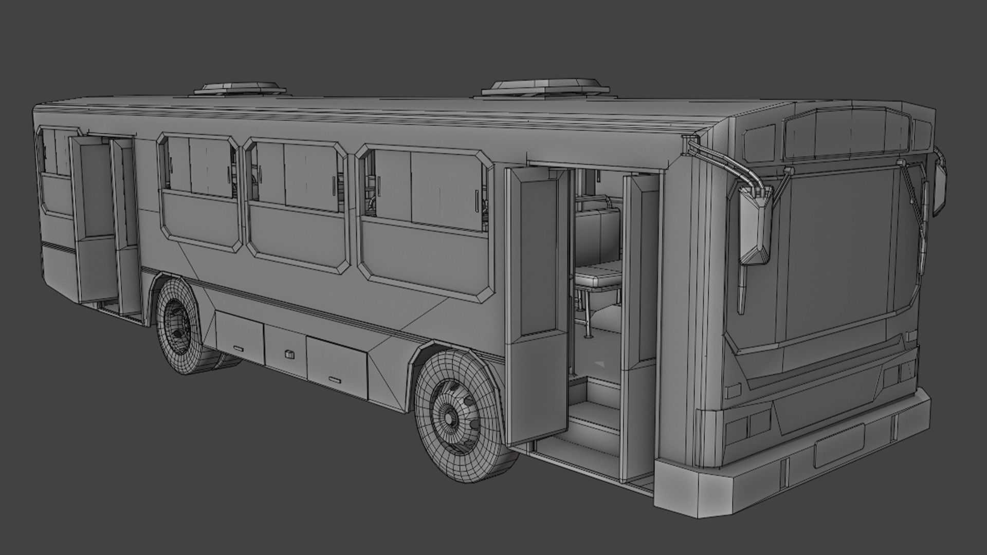 PBR Bus city Low-poly 3D model_9