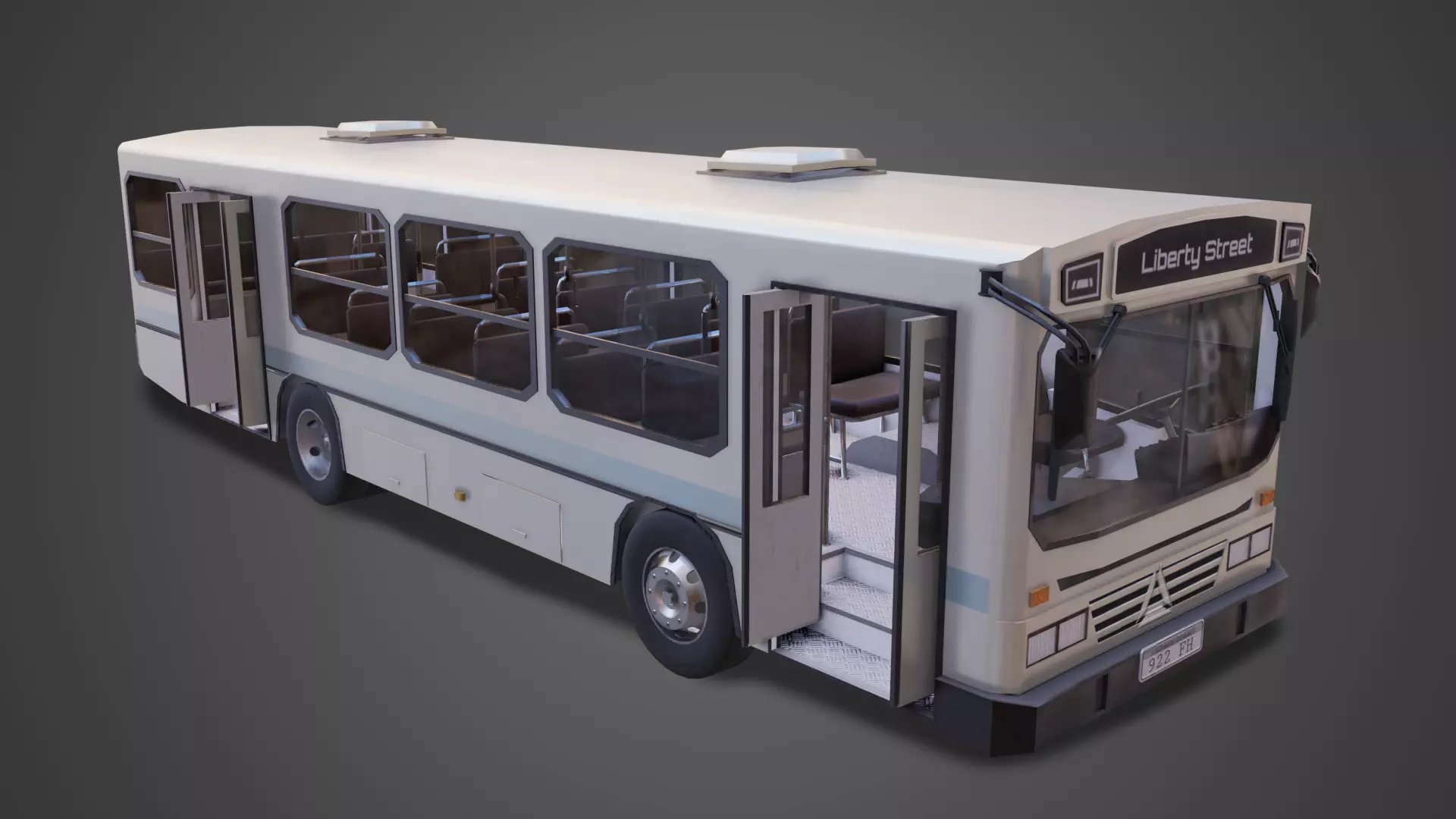 PBR Bus city Low-poly 3D model_0