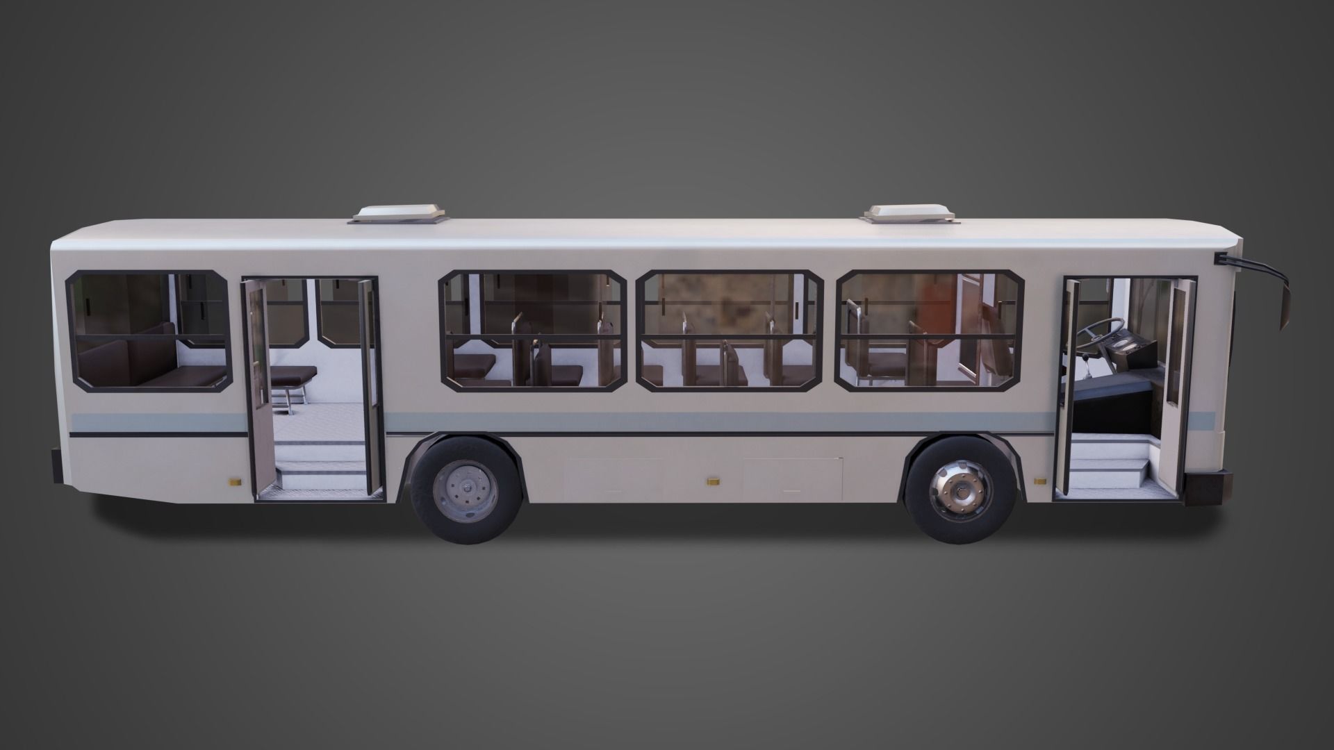 PBR Bus city Low-poly 3D model_2