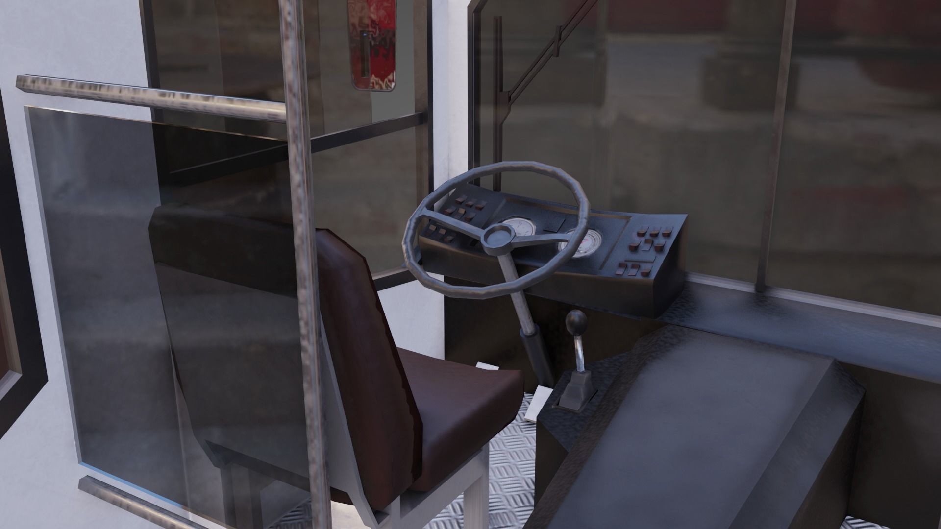 PBR Bus city Low-poly 3D model_8