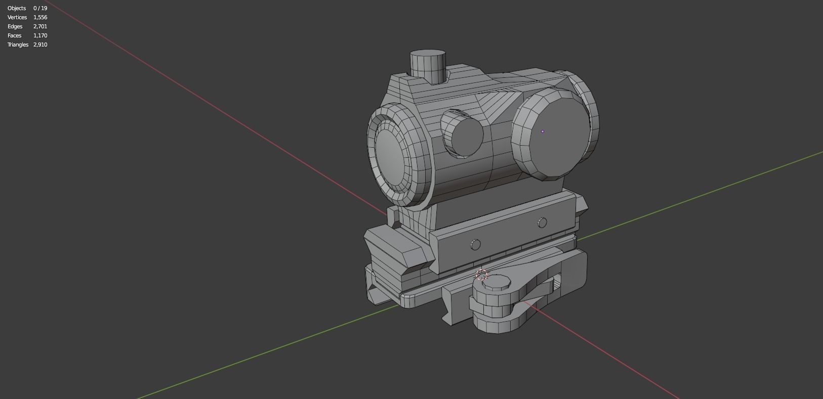 Aimpoint Style T1 Micro Red Dot Sight Low-poly 3D model_5
