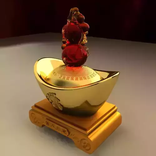 Chinese gold Ingot and gourd