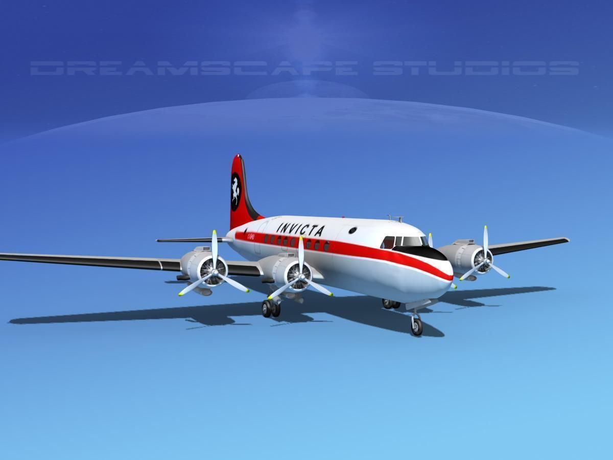 Douglas DC-4 Invicta Airways 3D model_2