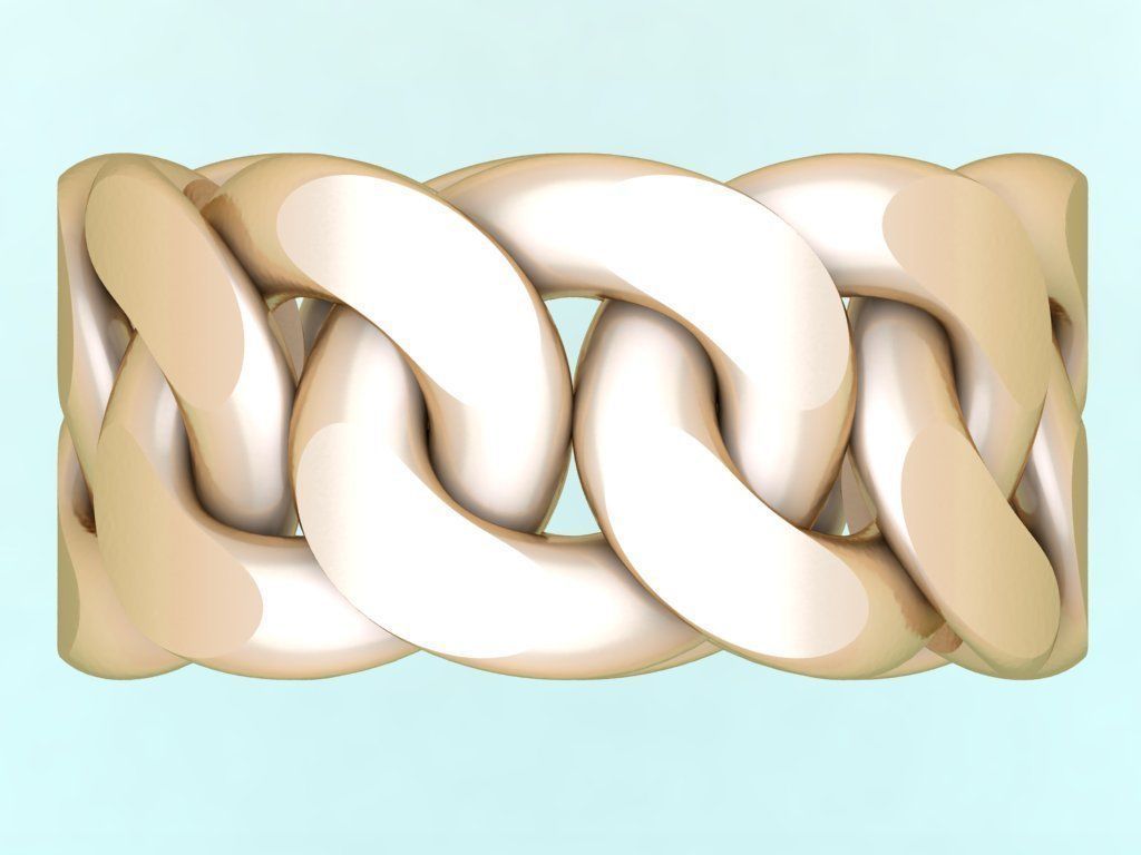 Chain ring - Miami Cuban ring - Link ring - Size 09 3D print model_6