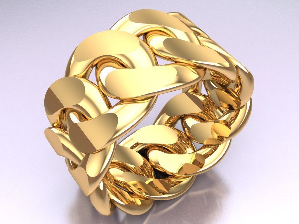 Chain ring - Miami Cuban ring - Link ring - Size 09 3D print model_1
