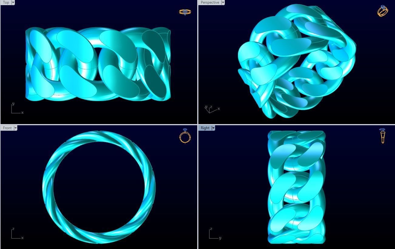 Chain ring - Miami Cuban ring - Link ring - Size 09 3D print model_8