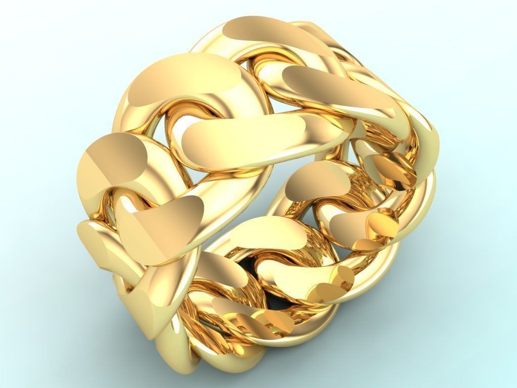 Chain ring - Miami Cuban ring - Link ring - Size 09 3D print model_2