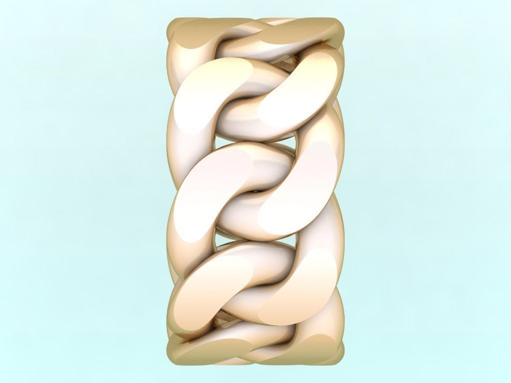 Chain ring - Miami Cuban ring - Link ring - Size 09 3D print model_7