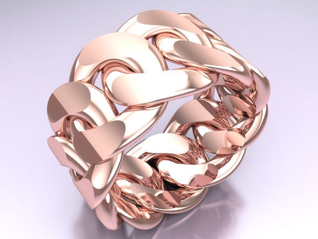 Chain ring - Miami Cuban ring - Link ring - Size 09 3D print model_3
