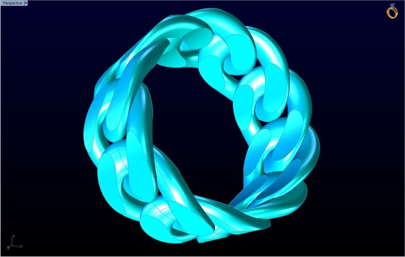 Chain ring - Miami Cuban ring - Link ring - Size 09 3D print model_10