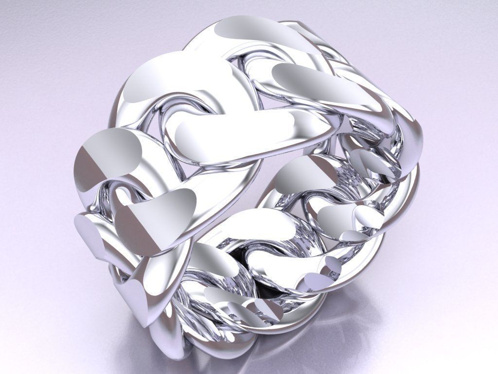 Chain ring - Miami Cuban ring - Link ring - Size 09 3D print model_5