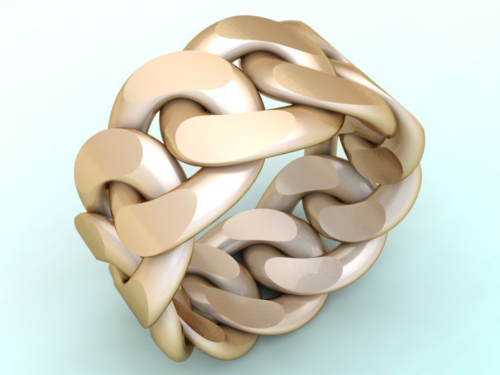 Chain ring - Miami Cuban ring - Link ring - Size 09 3D print model_4