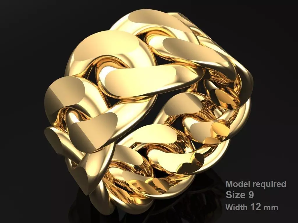 Chain ring - Miami Cuban ring - Link ring - Size 09 3D print model_0