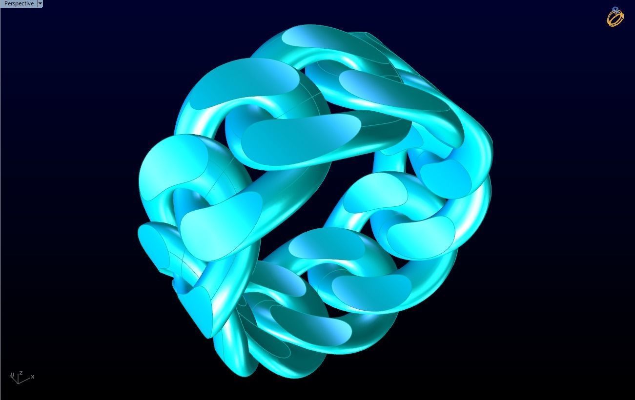 Chain ring - Miami Cuban ring - Link ring - Size 09 3D print model_11