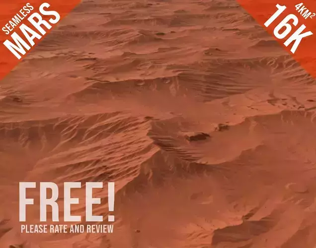 16K Seamless Mars Landscape Terrain - Smooth Erosion Free low-poly 3D model
