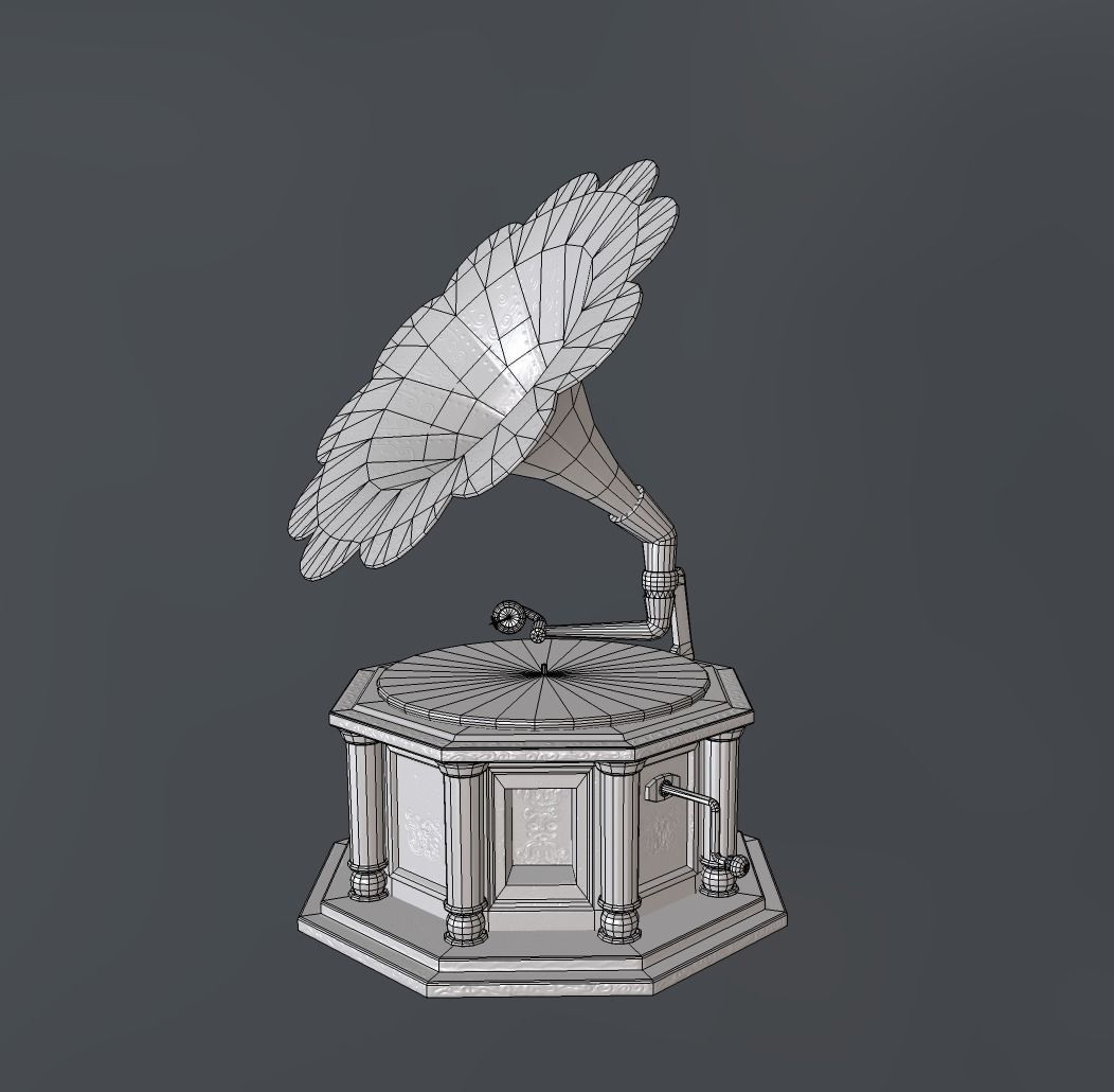Gramophone antique Free low-poly 3D model_8