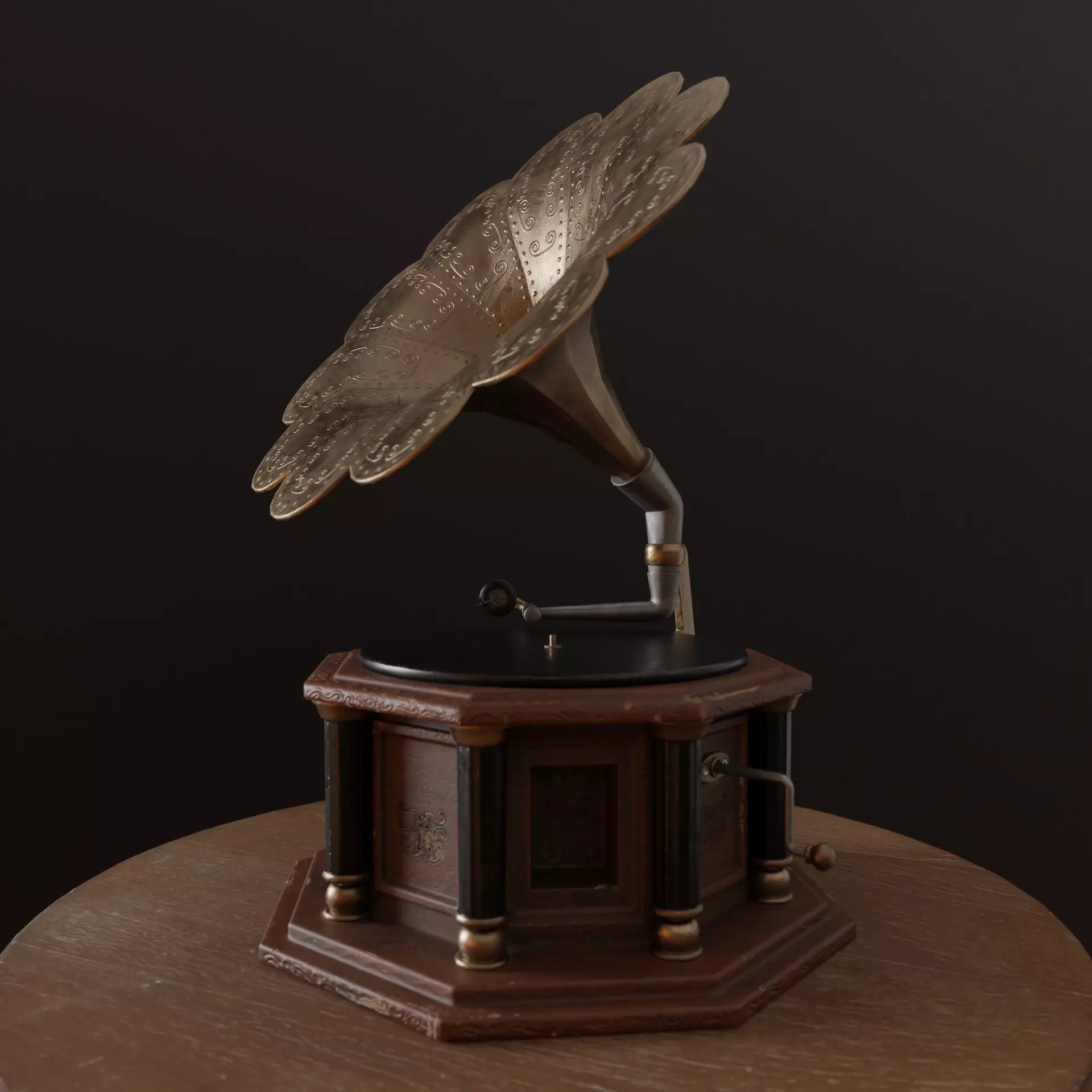 Gramophone antique Free low-poly 3D model_0