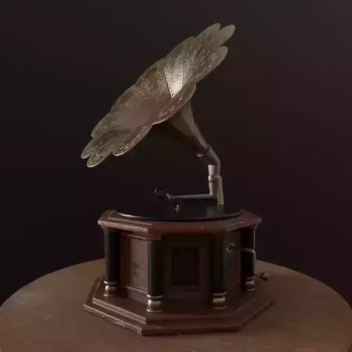 Gramophone antique Free low-poly 3D model