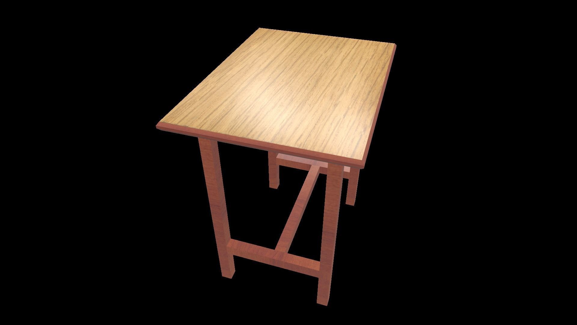 Table 1 wooden Low-poly 3D model_6