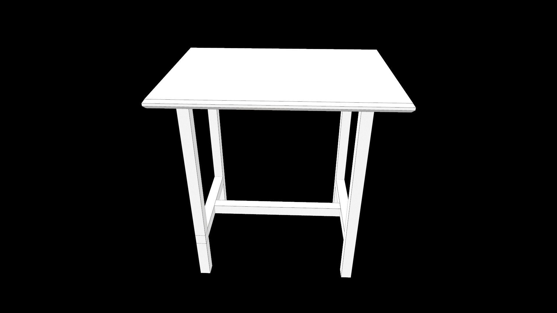 Table 1 wooden Low-poly 3D model_9