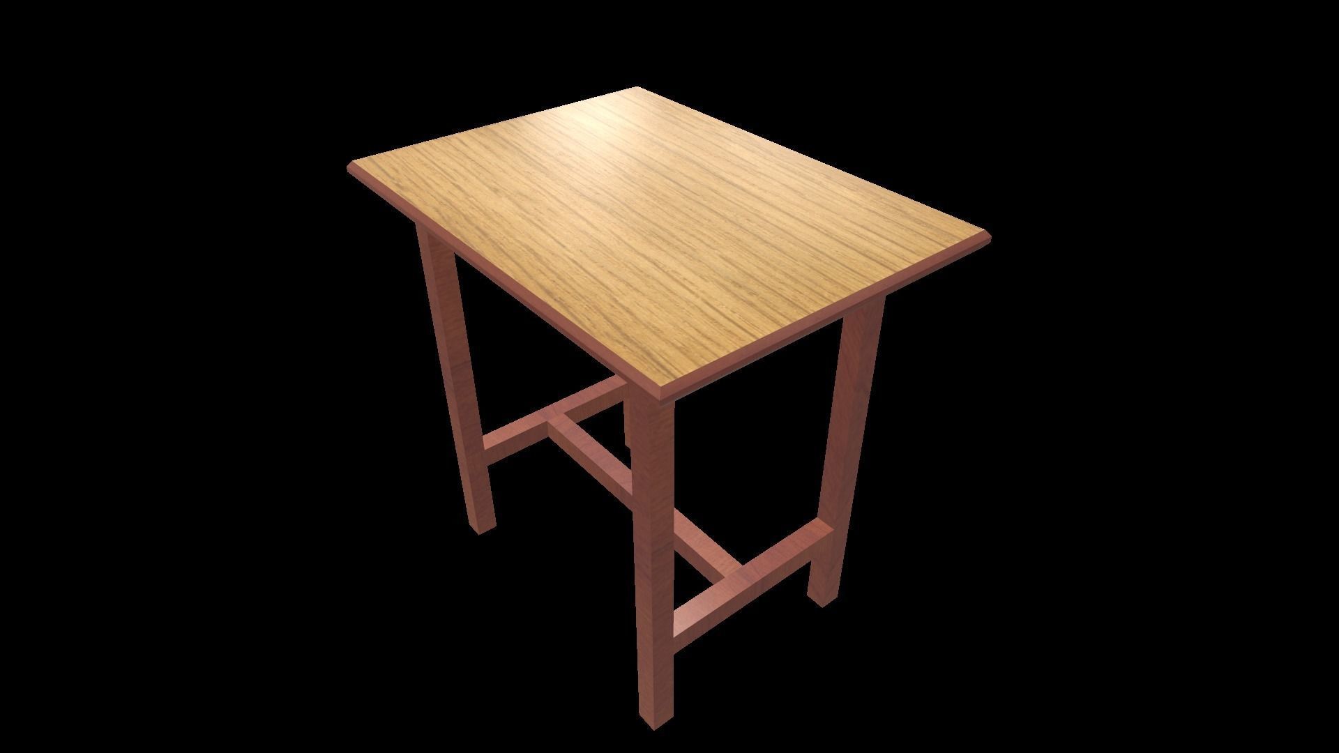 Table 1 wooden Low-poly 3D model_4