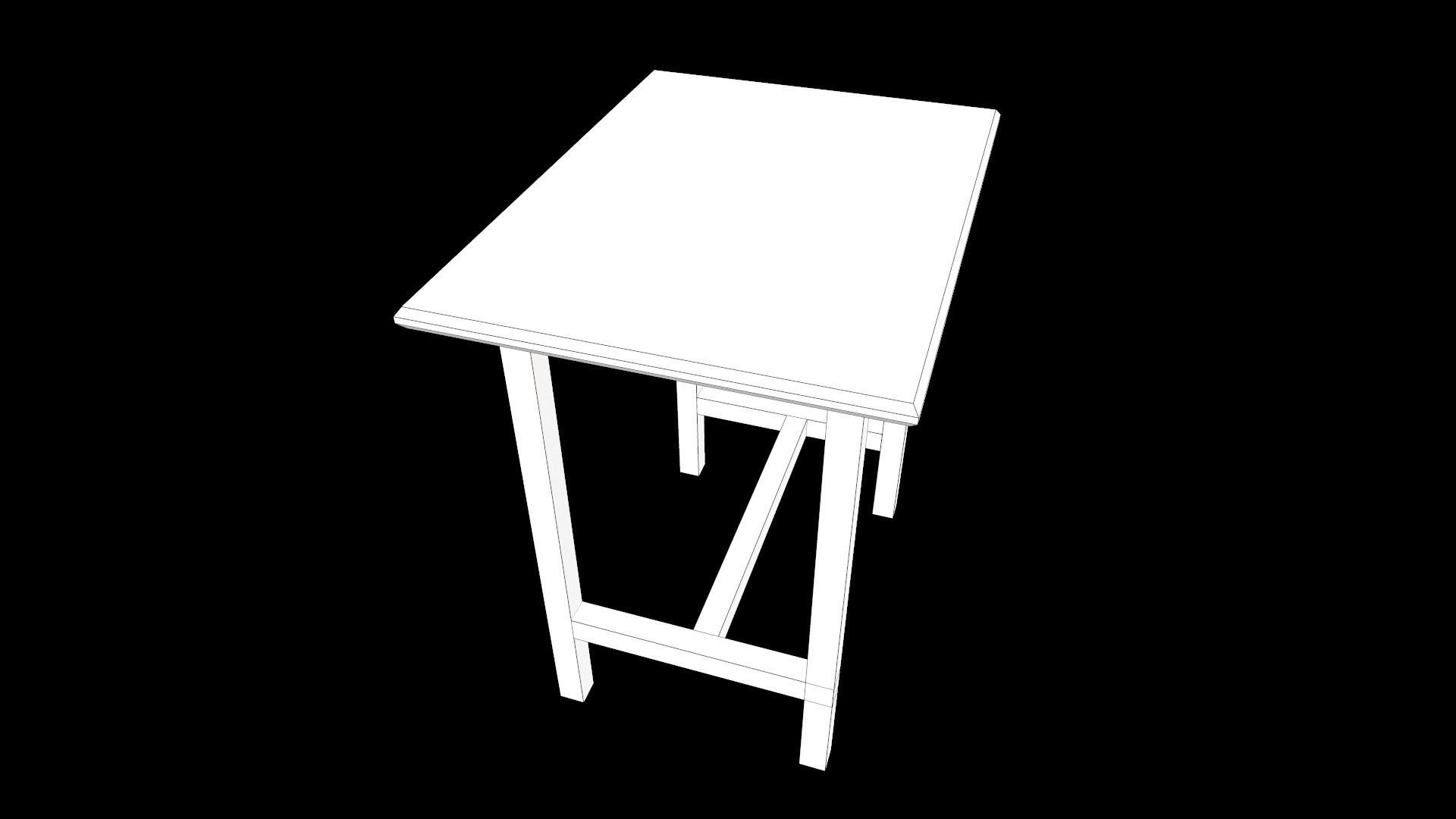 Table 1 wooden Low-poly 3D model_8