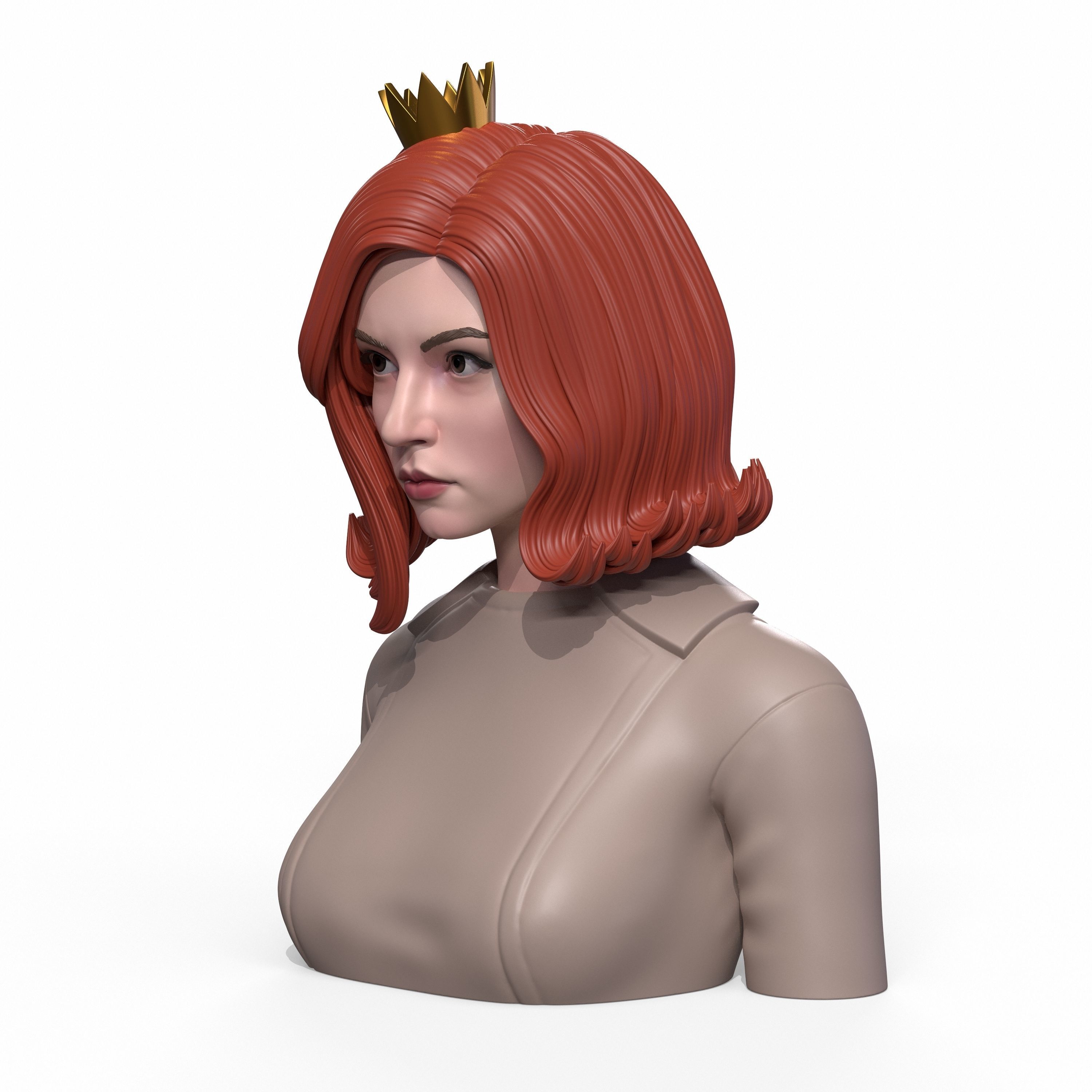 Girl Q bust of female character 3D print model_9
