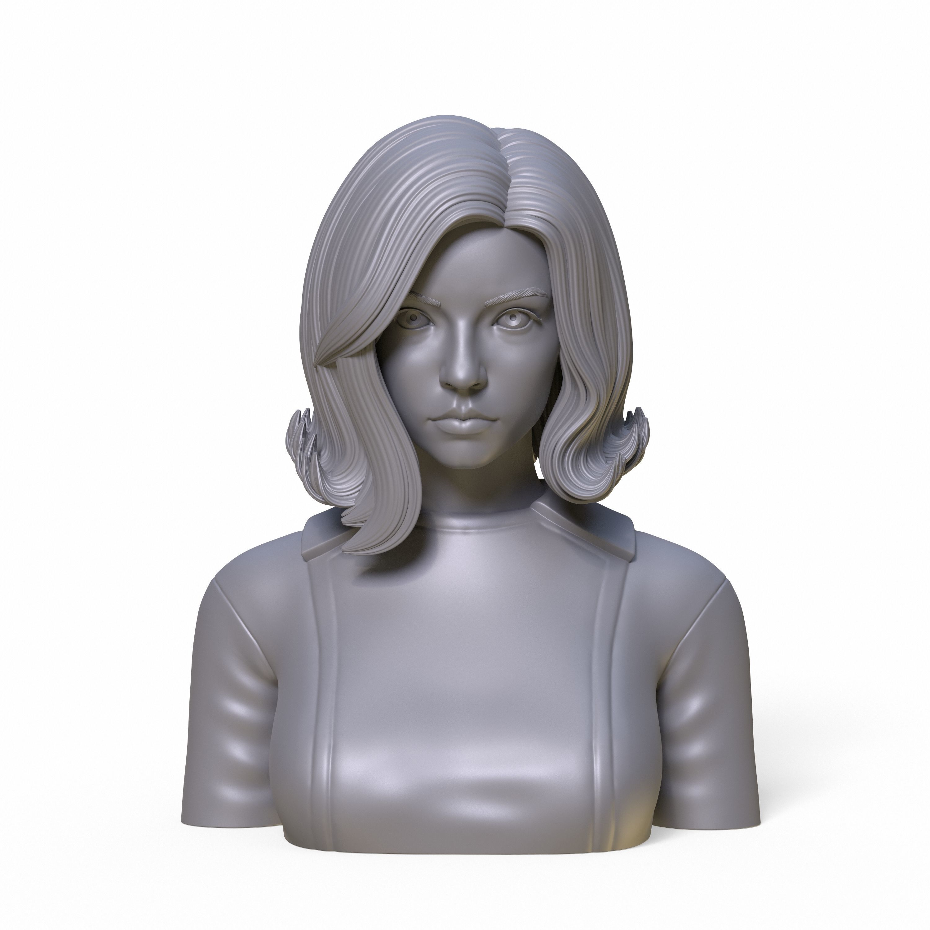 Girl Q bust of female character 3D print model_12