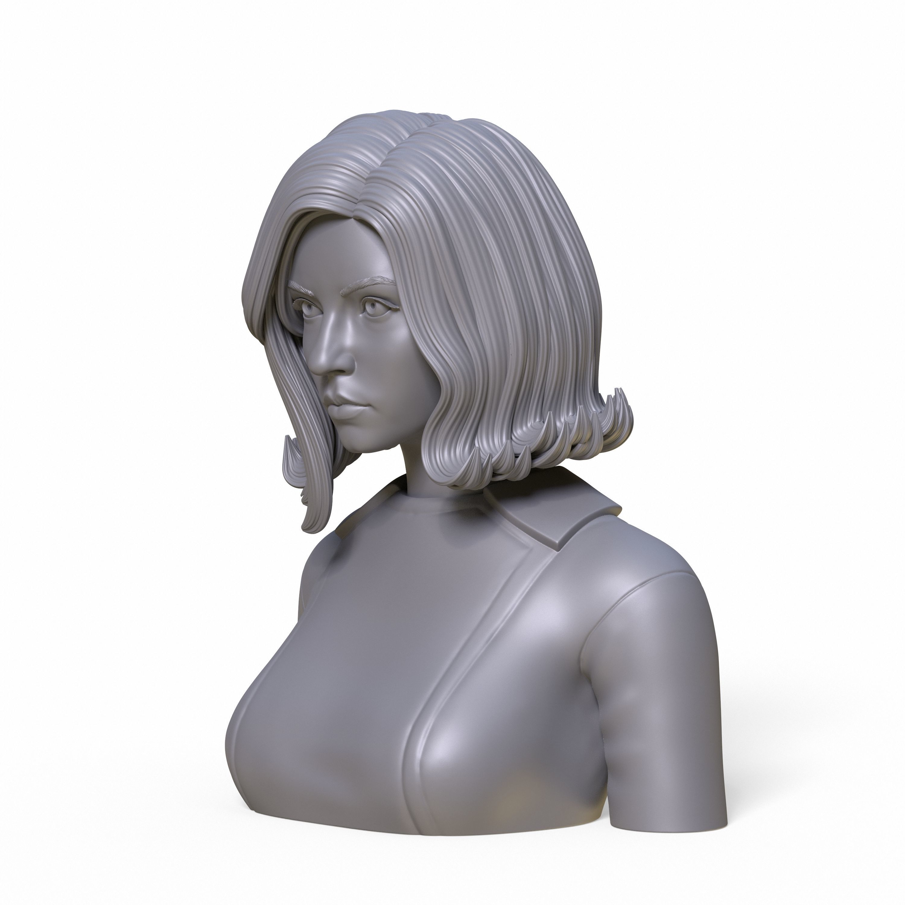 Girl Q bust of female character 3D print model_21