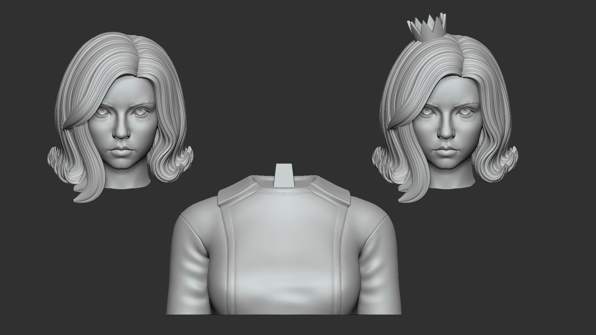 Girl Q bust of female character 3D print model_22