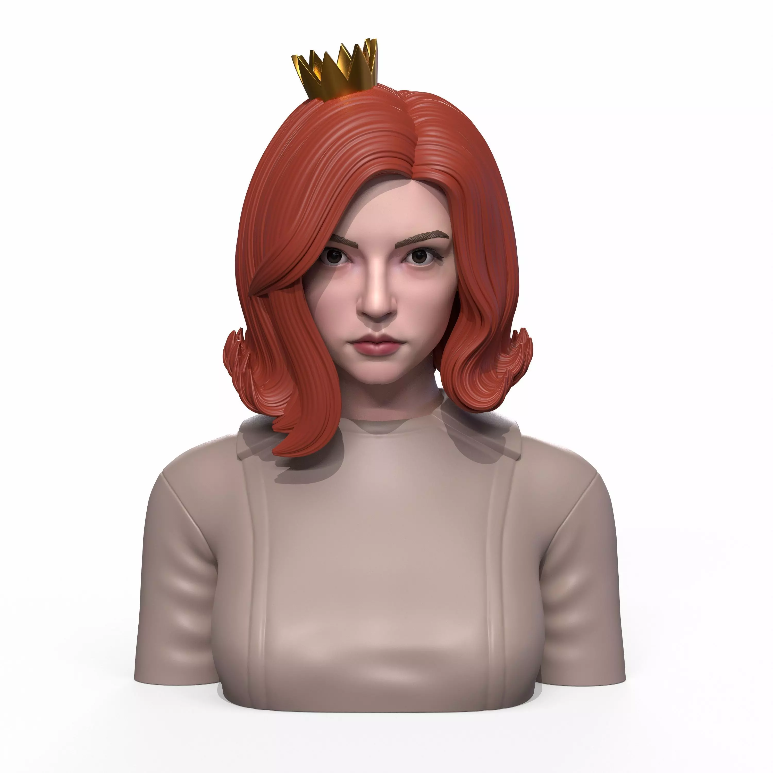 Girl Q bust of female character 3D print model_0