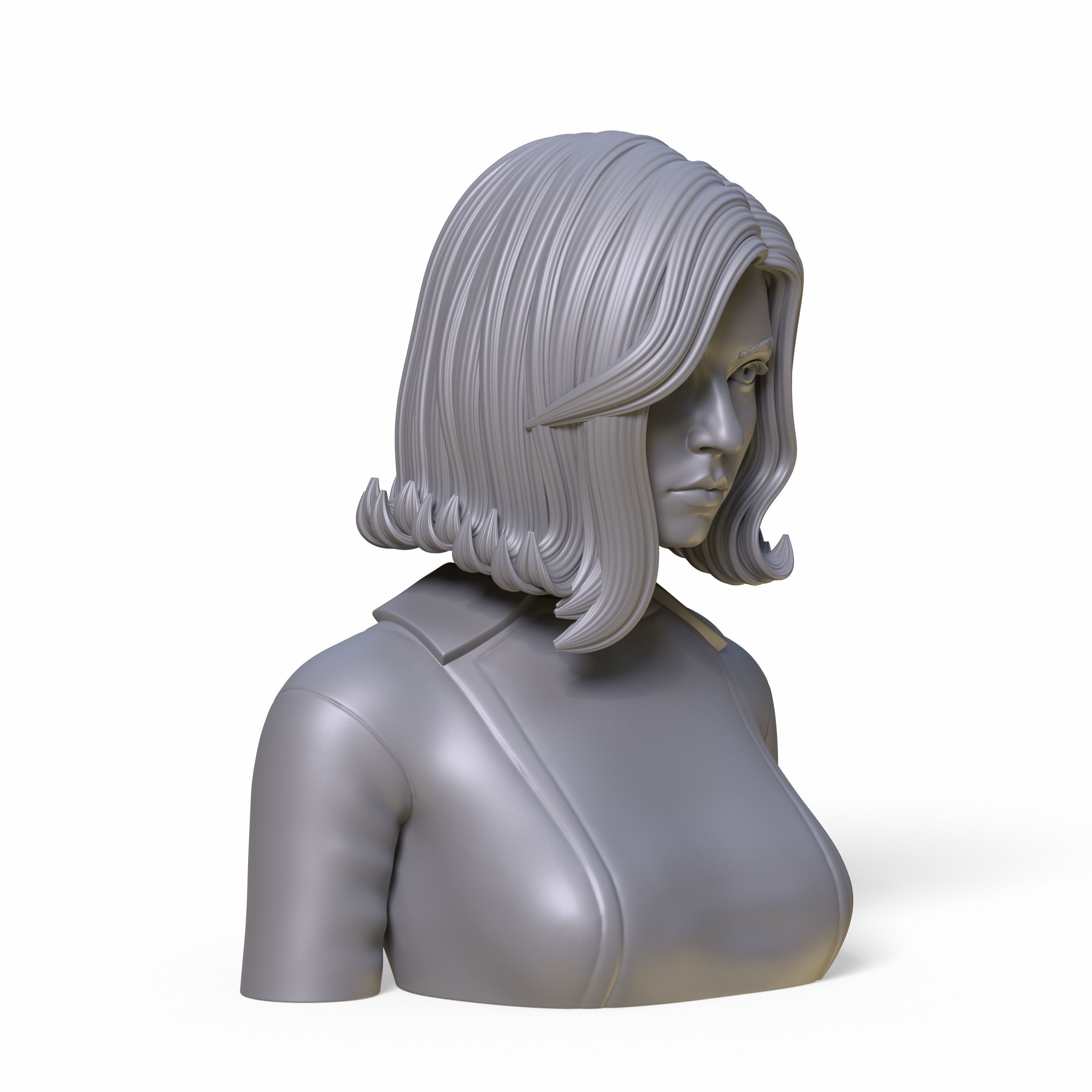 Girl Q bust of female character 3D print model_14